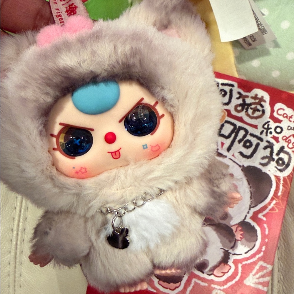 Baby Three Liquid Eyes Siamese Cat Plush Bag Charm